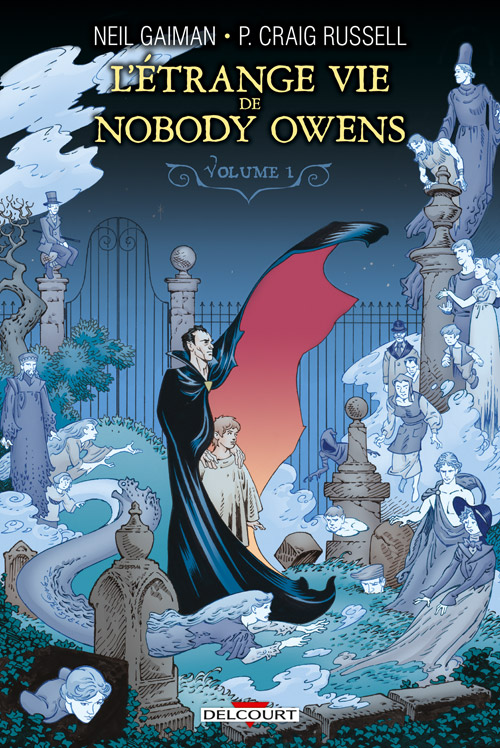 L&#39;étrange vie de Nobody Owens T1, comics chez Delcourt de Russell, Gaiman, Showman, Hampton, Thompson, Scott, Harris, Kindzierski